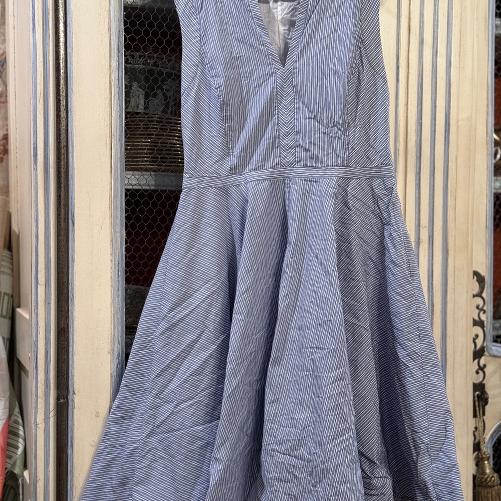 Tory Burch Blue Striped Midi Dress